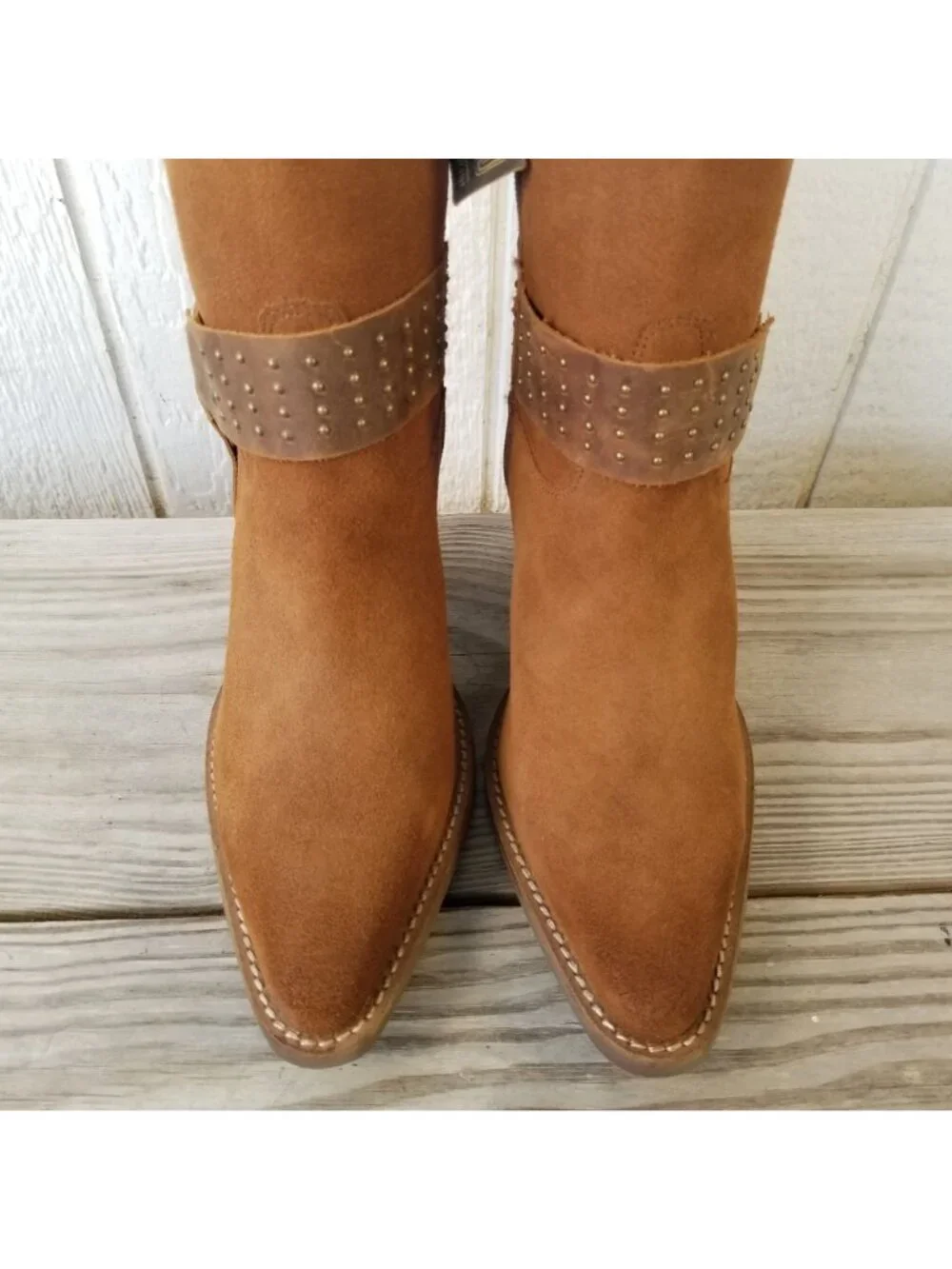 Dingo Songbird Womens Suede Stacked Harness Shortie Side Zip Boots 11 M DI2189